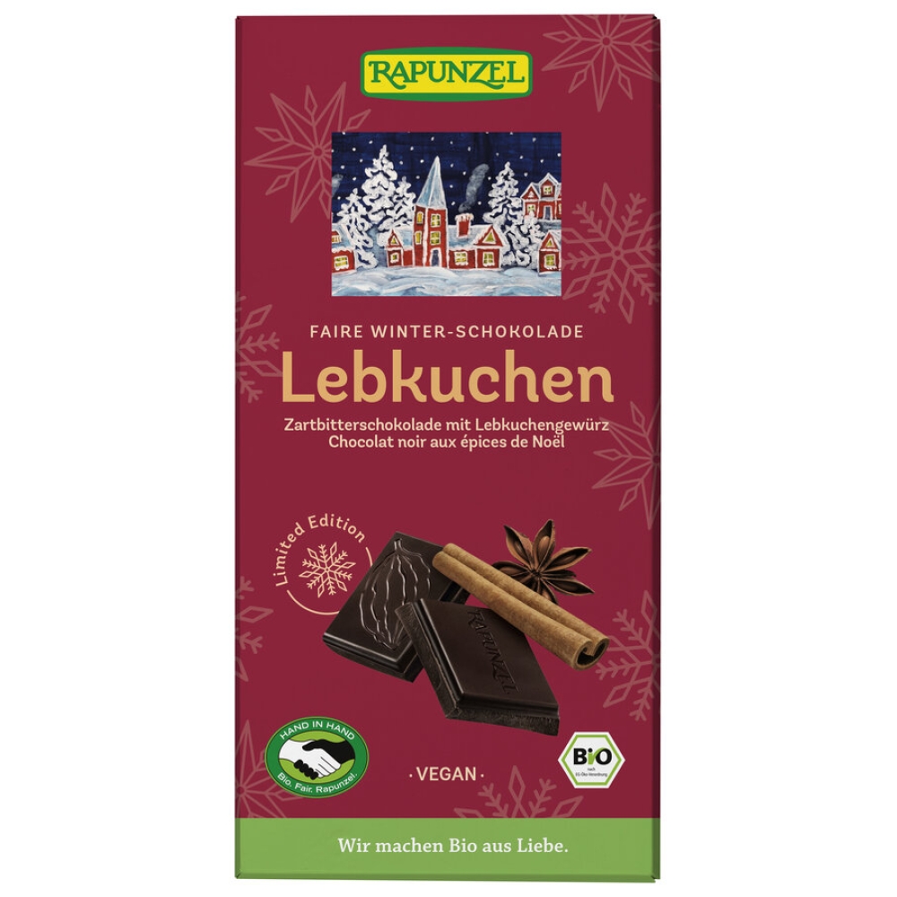 BIO - Chocolate de Inverno, semi-amargo com especiarias de Natal, VEGAN, 80g